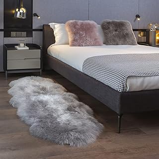 MH MYLUNE HOME - New Zealand Genuine Sheepskin Fur Rug Luxury Natural Sheepskin Seat Cover and Chair Cover Real Soft Sheepskin Rug for Bedroom/Living Room, 2X