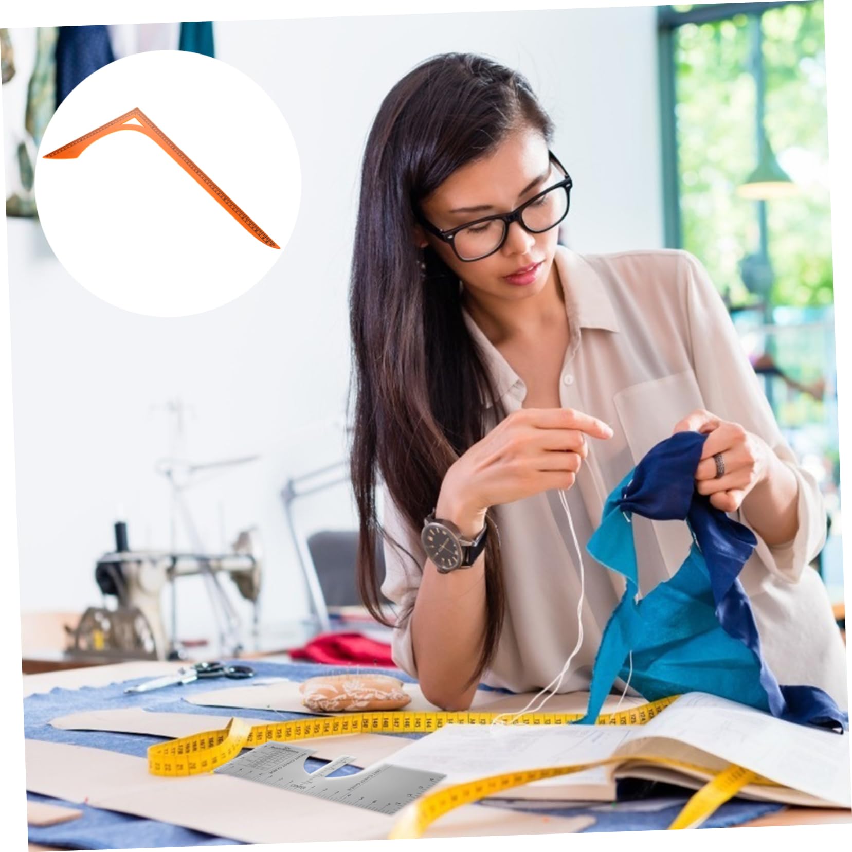 Regla para Cortar Ropa en Forma de L de Plástico Naranja sin Rebabas Medición Precisa para Costura y Confección de Ropa Profesional y Personal