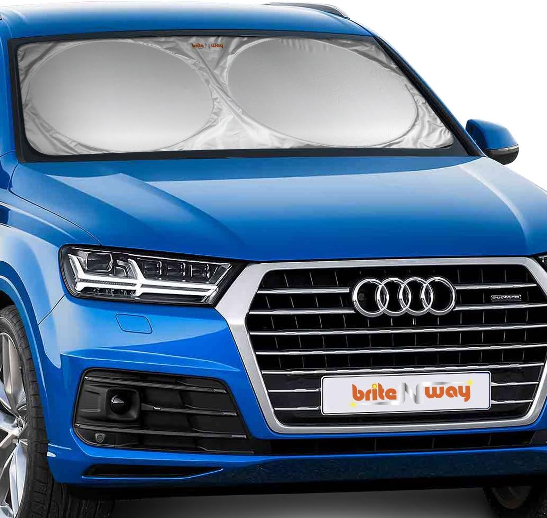 BRITENWAY Windscreen Sun Shade - Large Sunshade UV Auto Protector - Drastically Reduces Dashboard and Interior Temperatures - Fits Most Universal Vehicle Vans Minivan SUV and Truck