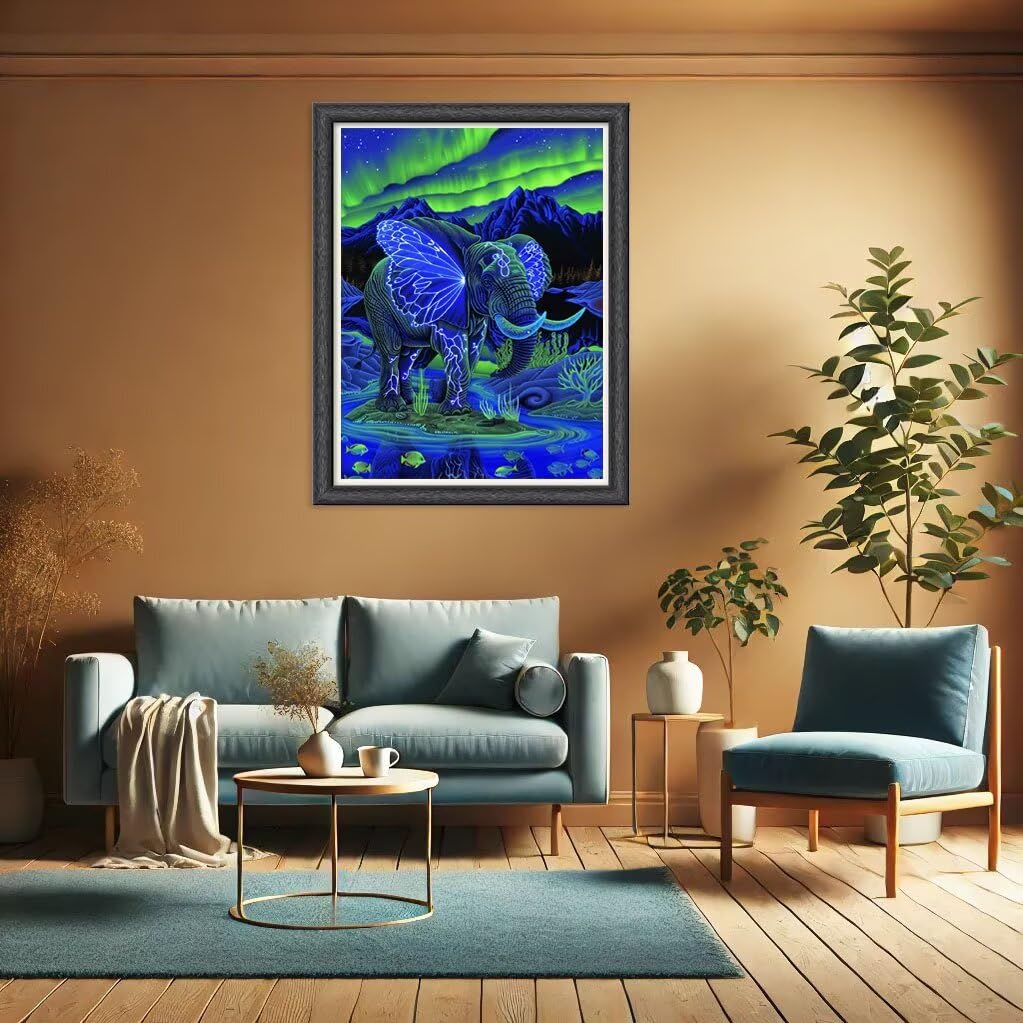 Kit de Peinture Numero Adulte Éléphant, Peinture par Numéros Adulte Enfant Débutants Papillon, avec Pinceaux et Acryliques Kits, DIY Activité Manuelle Loisirs Créatifs Décor Maison 100x130cm YH2-50