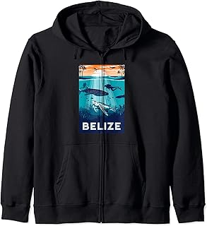 Belize Snorkeling Whale Shark Sea Turtle Caribbean Souvenir Zip Hoodie