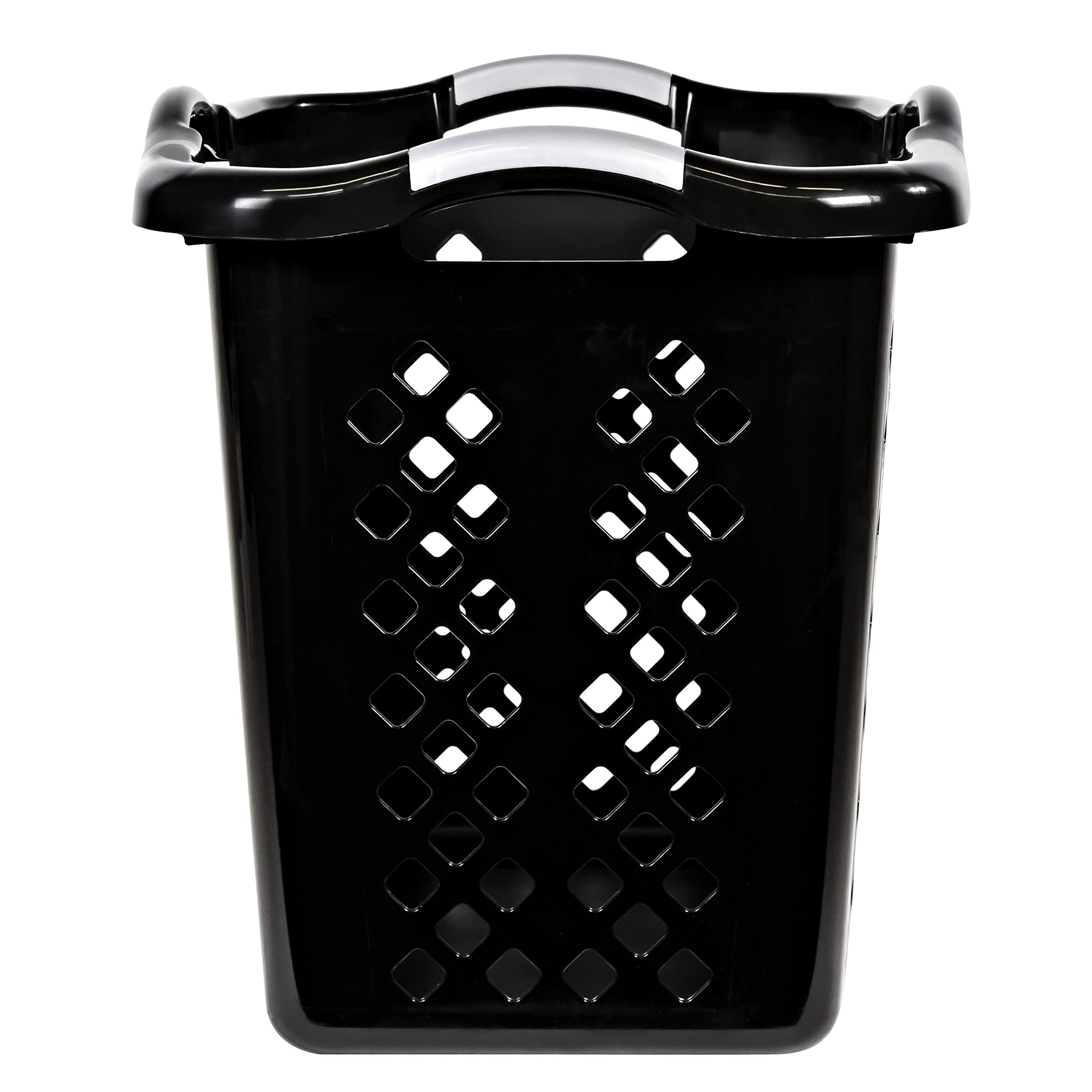 Home Logic 2 Bushel Lamper Plastic Laundry Basket with Silver Handles, Black