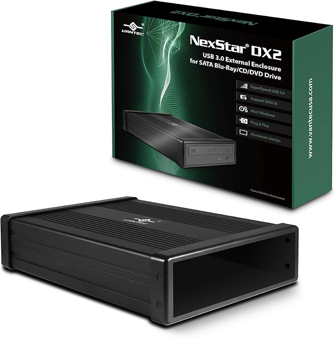 Vantec NexStar DX2 - Carcasa Externa USB 3.0 para Unidad Óptica SATA de 5.25"