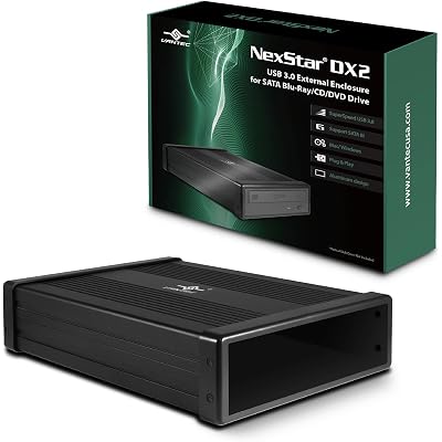 NexStar DX2 USB 3.0 External Enclosure, Design for 5.25" Blu-Ray/CD/DVD SATA Drive, 2nd Gen DX, Aluminum Alloy, fit Any Depth Optical Drive, TAA Compliant, USB Hot swappable (NST-540S3-BK)