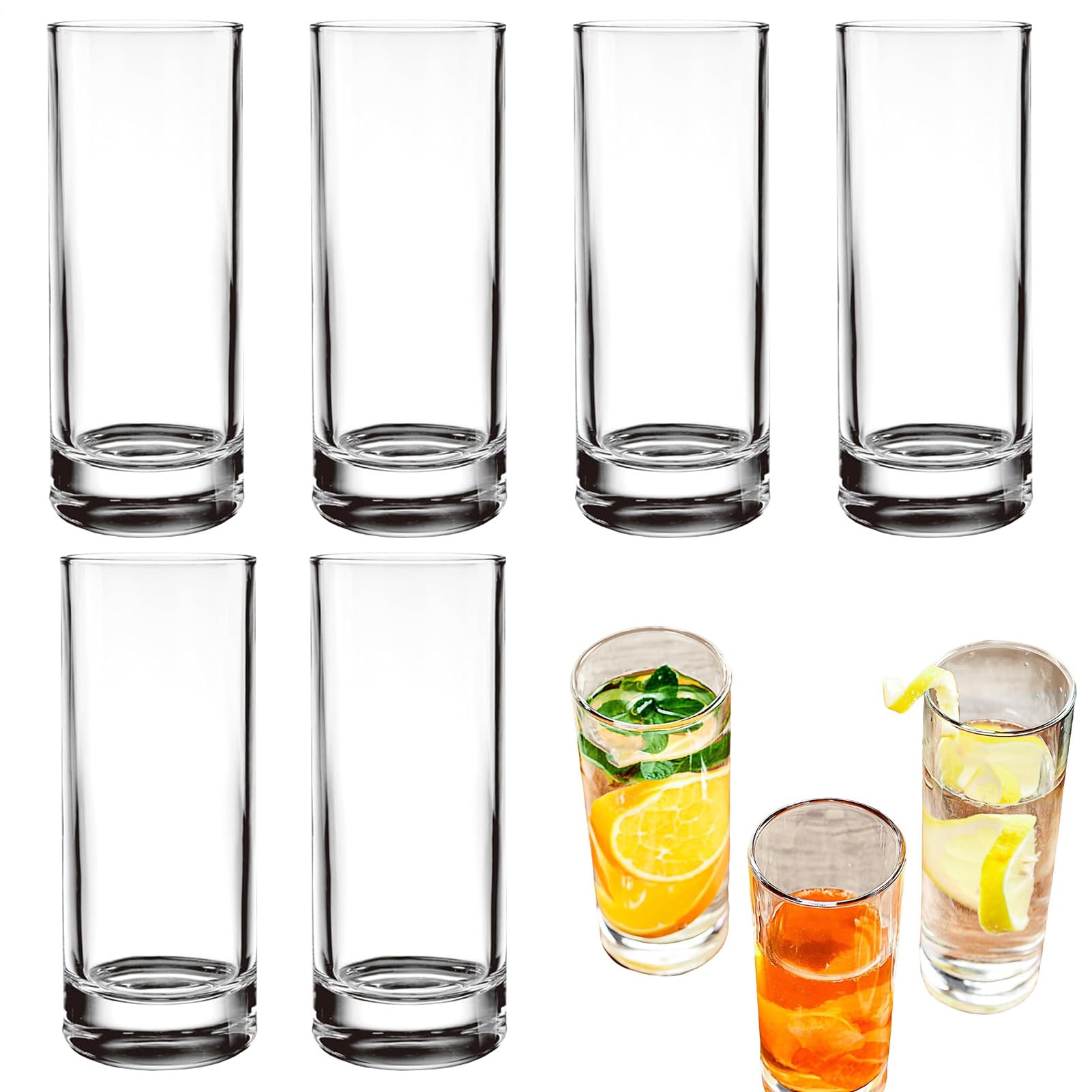 Szklanki 6 Sztuk Wielorazowe Kubki Do Wody, Koktajli, Kawy Mrożonej, Piwa, | Szklanki Do Codziennego Picia 290ml Do Serwowania Wody, Koktajli, Kawy Mrożonej, Herbaty Mrożonej, Wina, Whisky Na