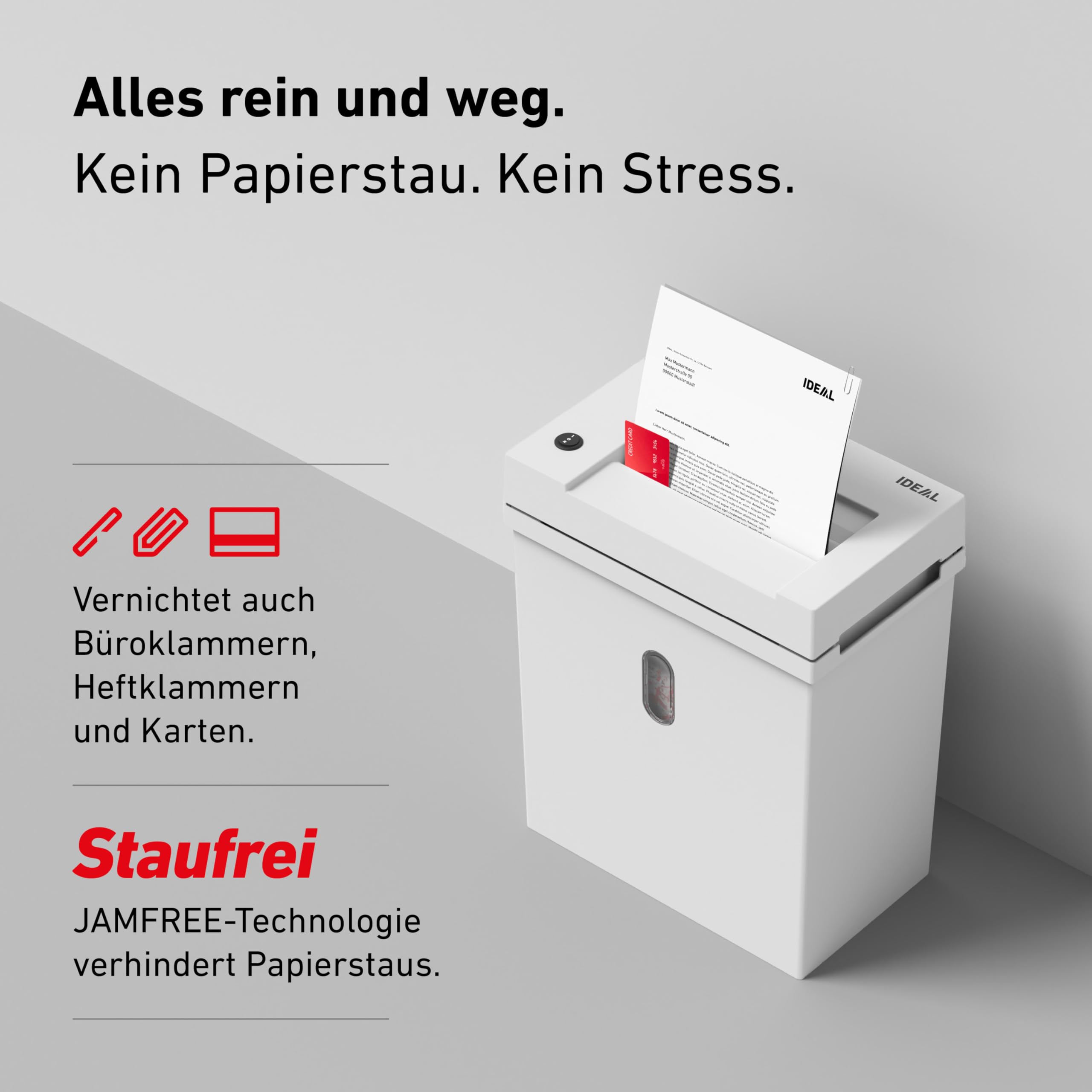 Aktenvernichter IDEAL Shredcat 8200 DataCare Edition inkl.Spezialöl & Datenschutz-E-Book,14 Blatt, Partikelschnitt 4x40mm, P-4 leise & zuverlässig, perfekt für sicheres schreddern im Büro/Homeoffice