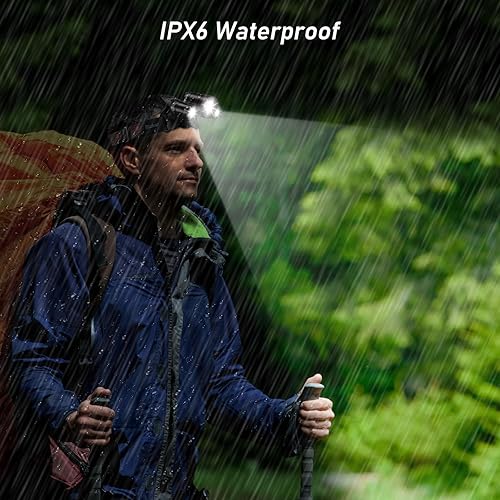 Miniatura 5 de Blukar Linterna frontal LED, linterna recargable súper brillante, 3 luces, 5 modos, zoom, combinación de focos y reflectores, IPX6 impermeable, más