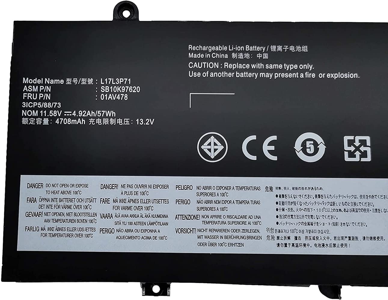 AKKEE L17L3P71 Laptop Batteria per ThinkPad T480S Series L17M3P71 L17M3P72 01AV478 01AV479 01AV480 SB10K97620 SB10K97621 SB10K97622 11.58V 57Wh