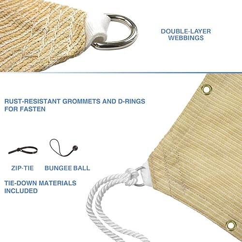 Miniatura 5 de E&K Sunrise - Toldo rectangular de 20 x 30 pies, con ojales de anillo en D, bloqueo UV, para pérgola, patio trasero, jardín, terraza (beige)