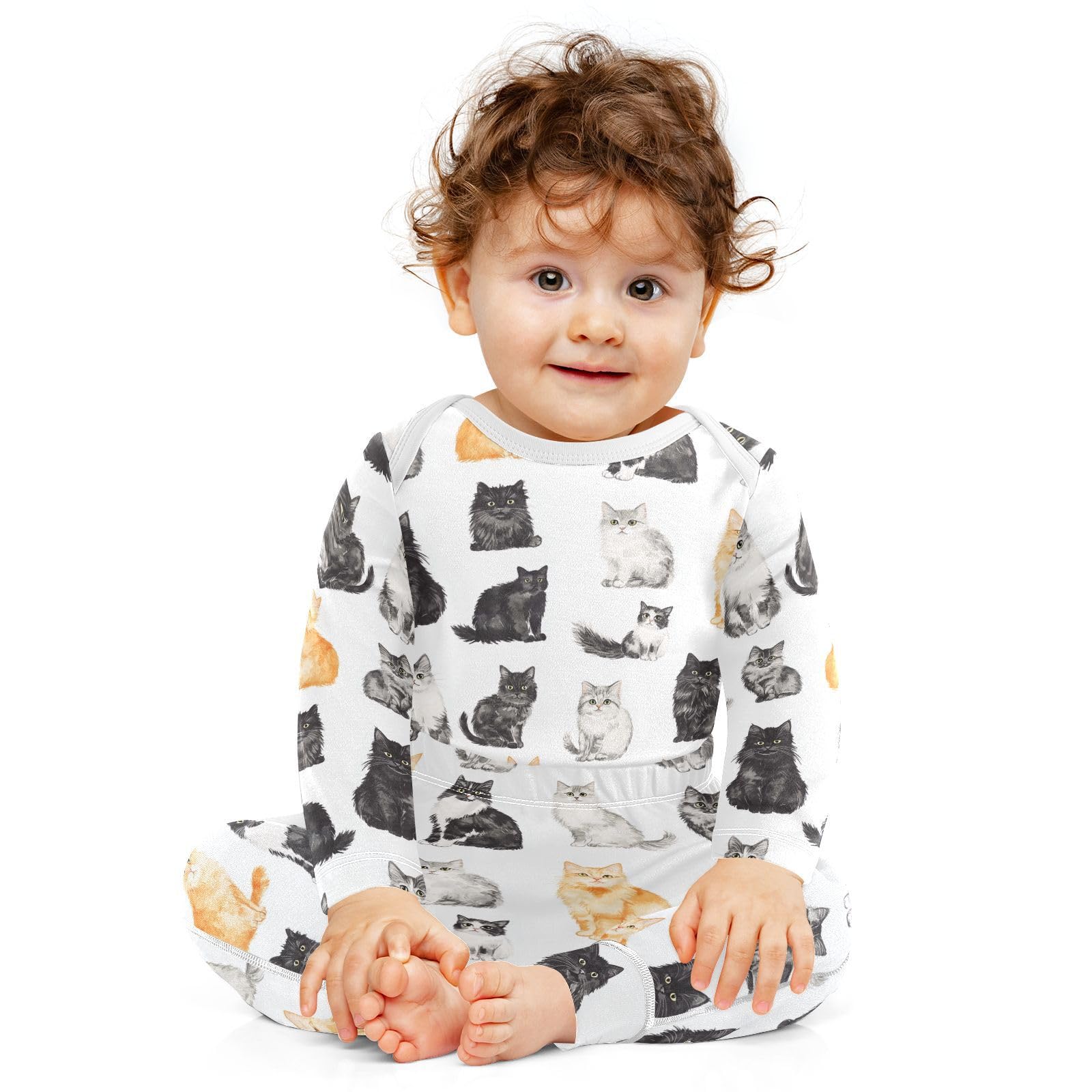 vvfelixl Baby Bodysuits Pants Sets Different Breeds Cats Baby Bodysuit Long Sleeve Baby Clothes for Boys Girls 12-18M