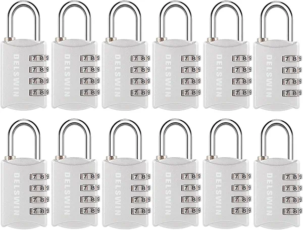 DELSWIN Small Combination Lock for Locker - 12Pack Resettable Luggage Locks for Backpack Suitcase - Gym Employee Locker Lock Combo Padlock