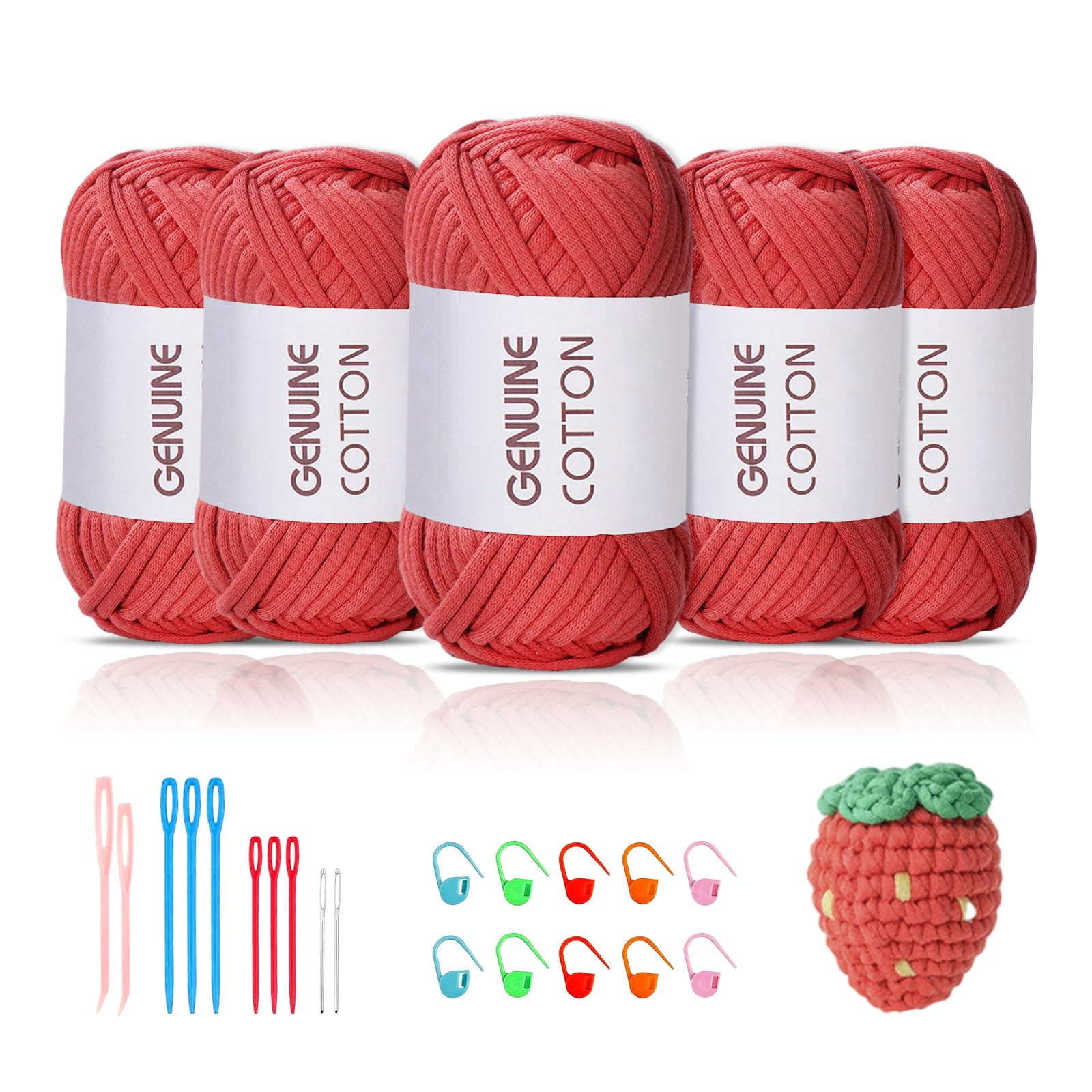 Maxee 5X50g Dickes Garn Baumwolle zum Häkeln, Chunky Häkelgarn für Anfänger, Kein Geteiltes Häkeln Amigurumi Wolle, Klobiges Baumwollgarn Einfaches Strickgarn zum Häkeln Stricke