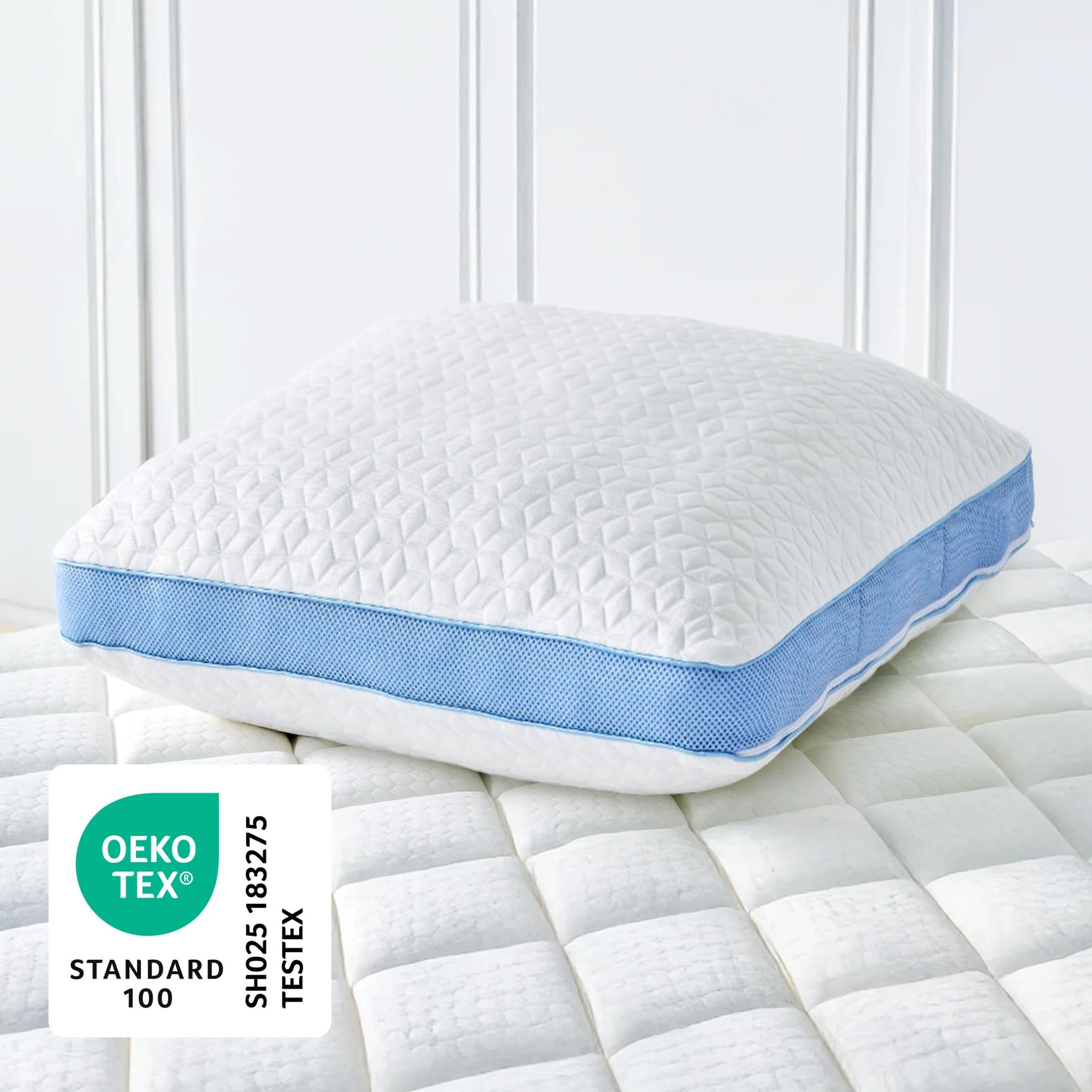 MKS Cuscino nuvola Air 60 x 60 cm - Cuscino per collo in memory foam regolabile in altezza con gel rinfrescante - Cuscino ergonomico per chi dorme lateralmente, schiena e