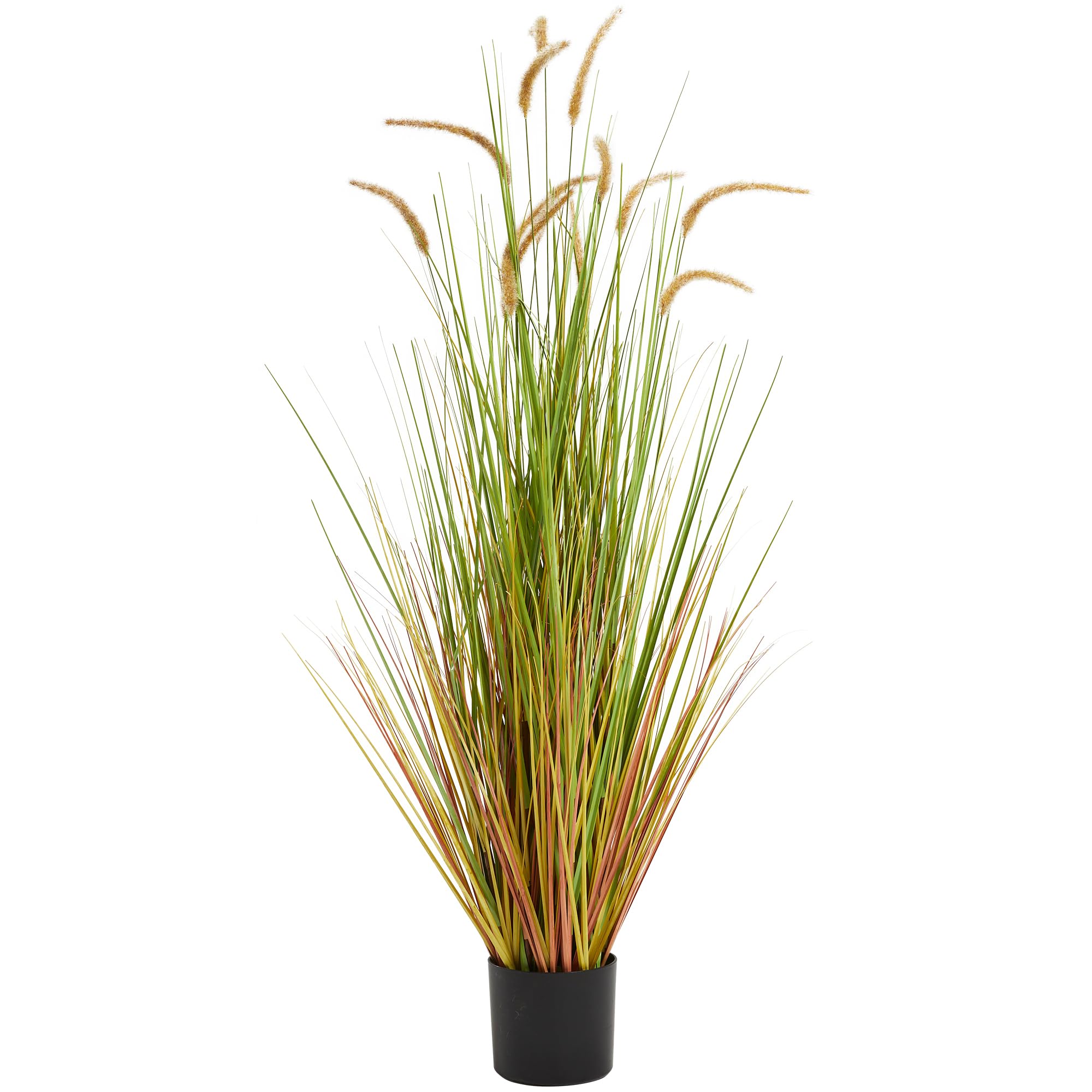KOL Artificial 5ft Yellow Horsetail Reed Grass, 59in Tall Artificial Indoor Outdoor Fake Grass Plant, Home Office Wedding Decorative Artificial Plants in Pot Faux Plant Greenery, Housewarming Gift