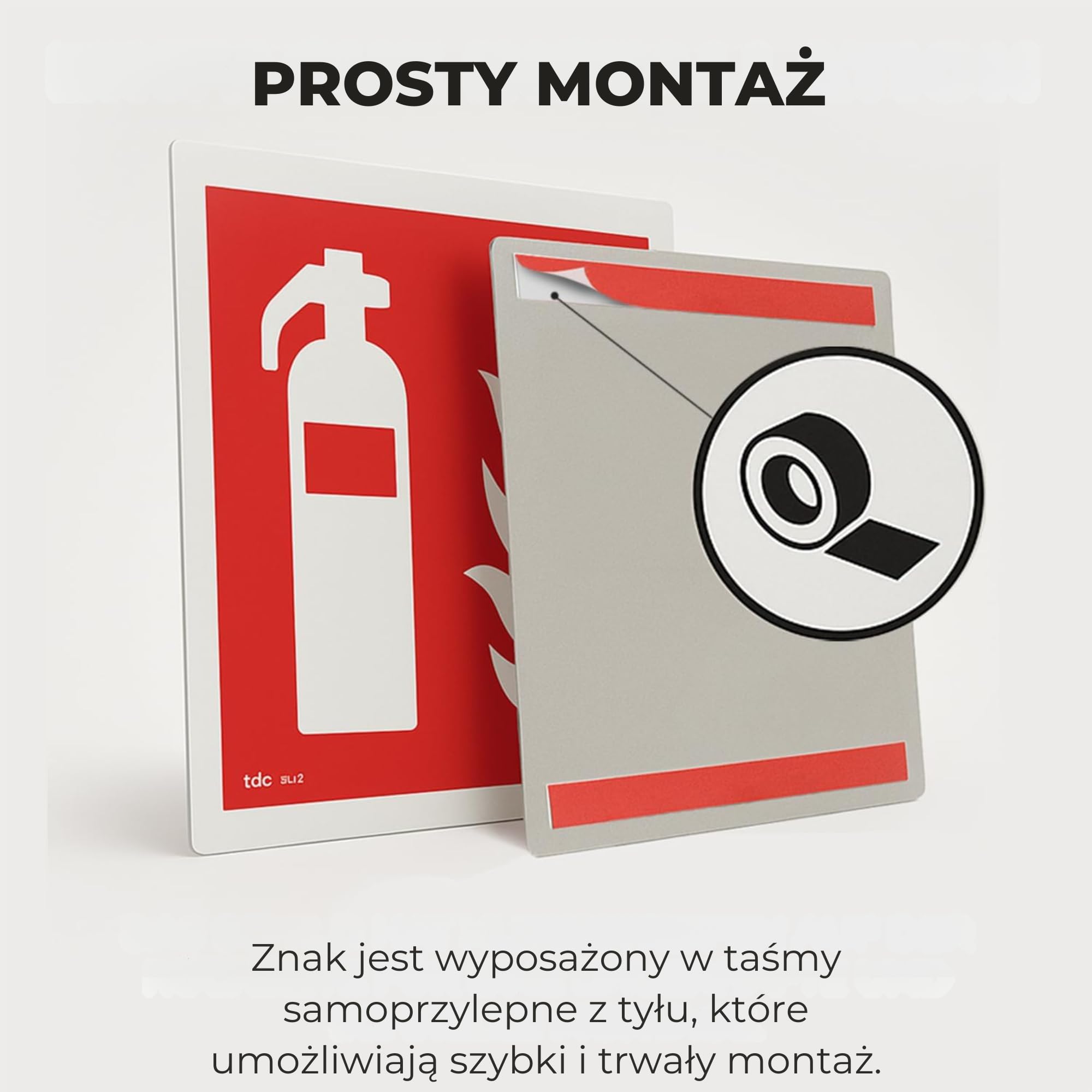 Naklejka „Gaśnica” z PVC [10 × 10 cm] | Samoprzylepna, zgodna z normą DIN EN ISO 7010 | Piktogram przeciwpożarowy | Do wnętrz i na zewnątrz | Odporna na warunki atmosferyczne