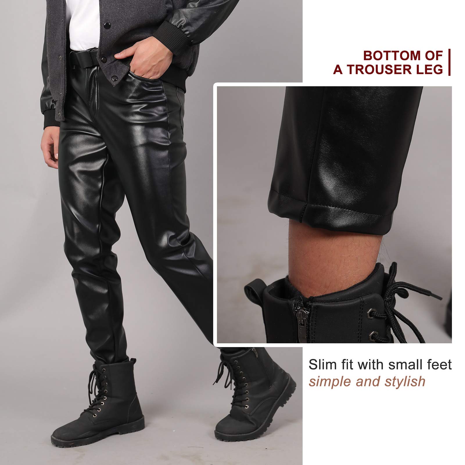 Panegy Herren Kunstleder Hosen Slim Fit Lange Hosen Stretch Enge Bleistift Hose für Nachtclub Bühnenshow Kostüm Cosplay