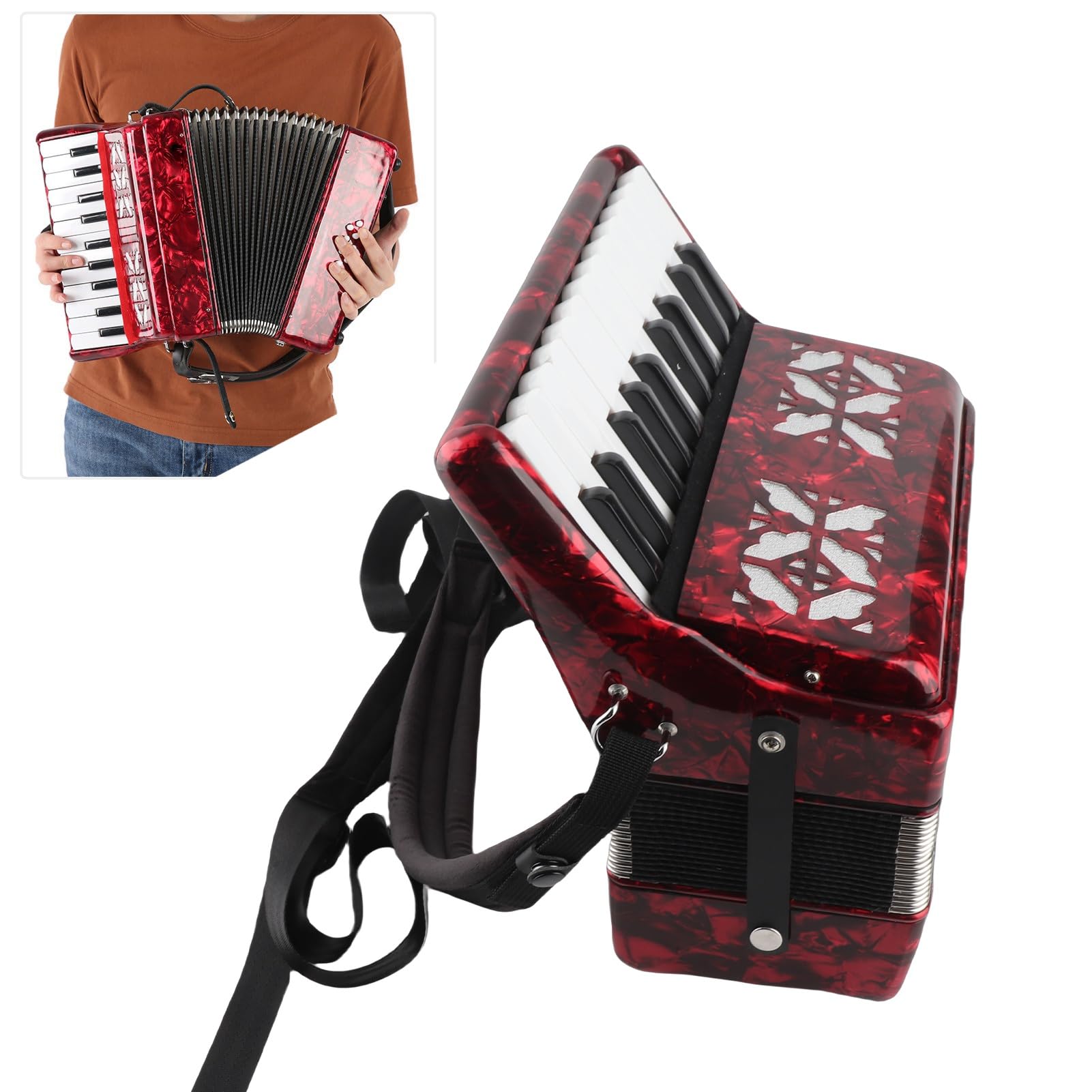 Generic - Accordéon Rouge - Fabrication Exquise Chiffon de Nettoyage et Sangle Inclus adapté aux Débutants Améliore le Talent musical
