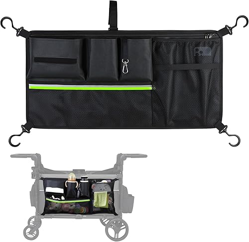 Red de carga para carriola, bolsillos laterales de doble capa para WONDERFOLD, bolsa organizadora de clasificación de malla plegable con espacio de