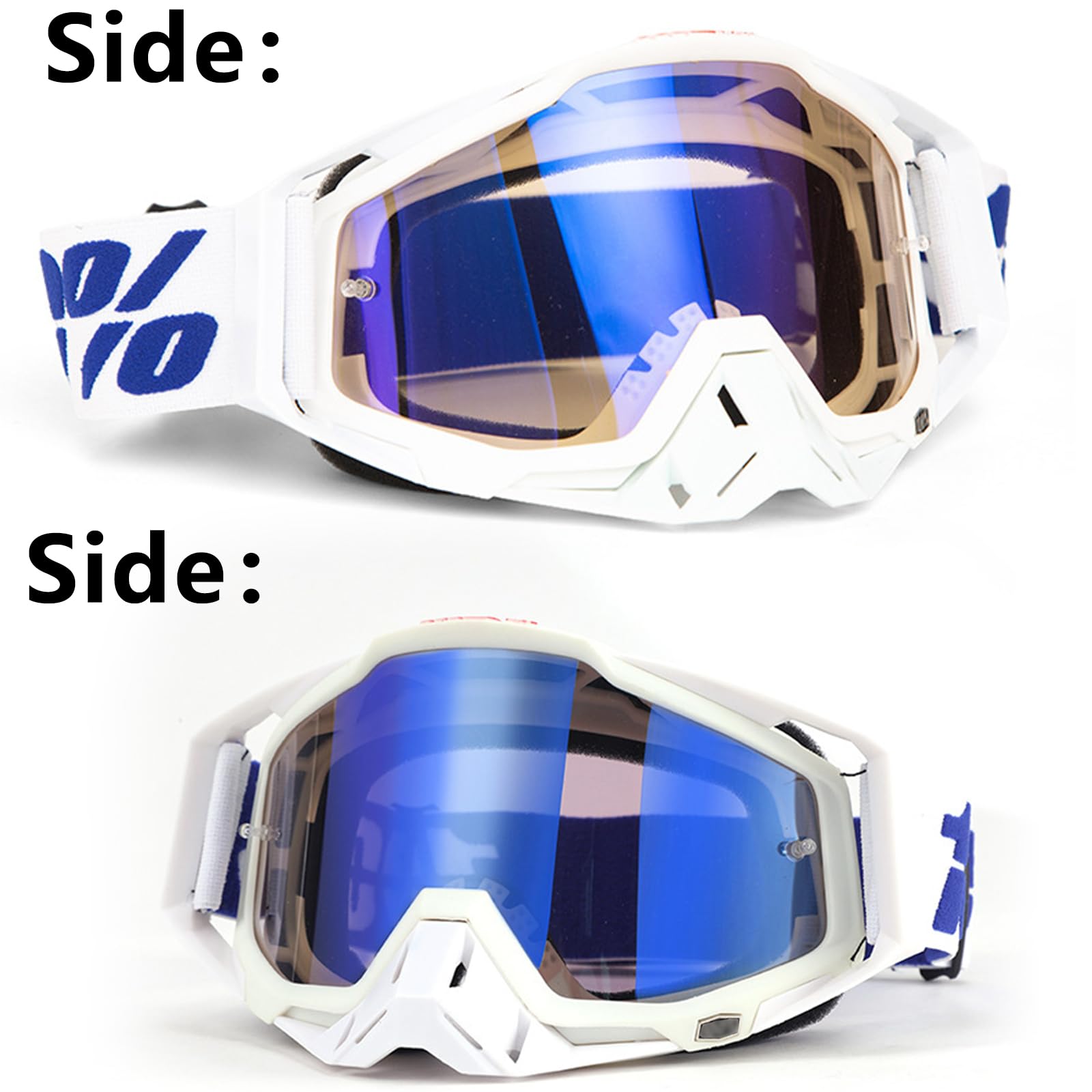 Occhiali da motocross, antivento, antipolvere, da motocross, da sci, da dirt bike (bianco 2)