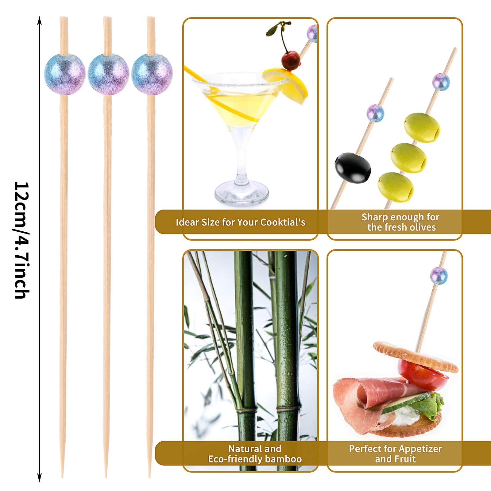 VITEVER 100 Stück Weihnachts-Cocktailspieße (12 cm) für