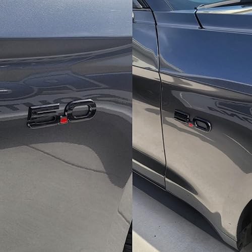 Miniatura 4 de 2 emblemas 5.0 de repuesto para guardabarros 3D para Ford Mustang (negro brillante)