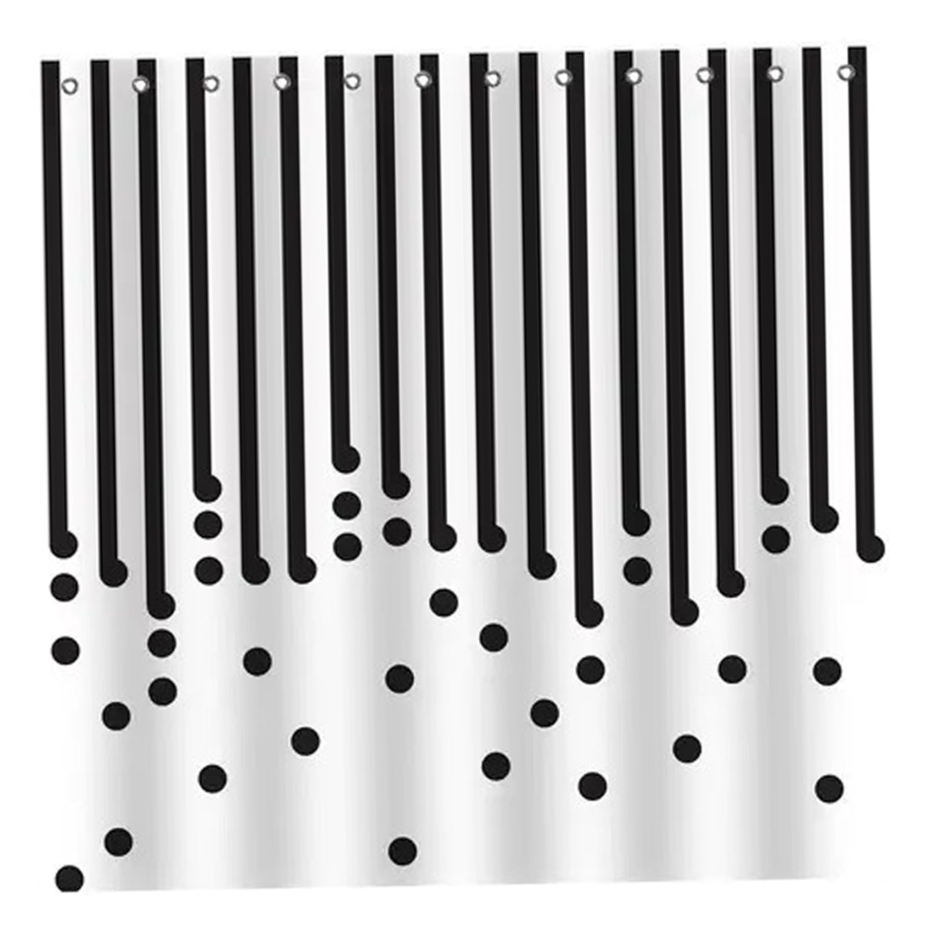 Rideau de douche à rayures noires et blanches lavable avec crochets