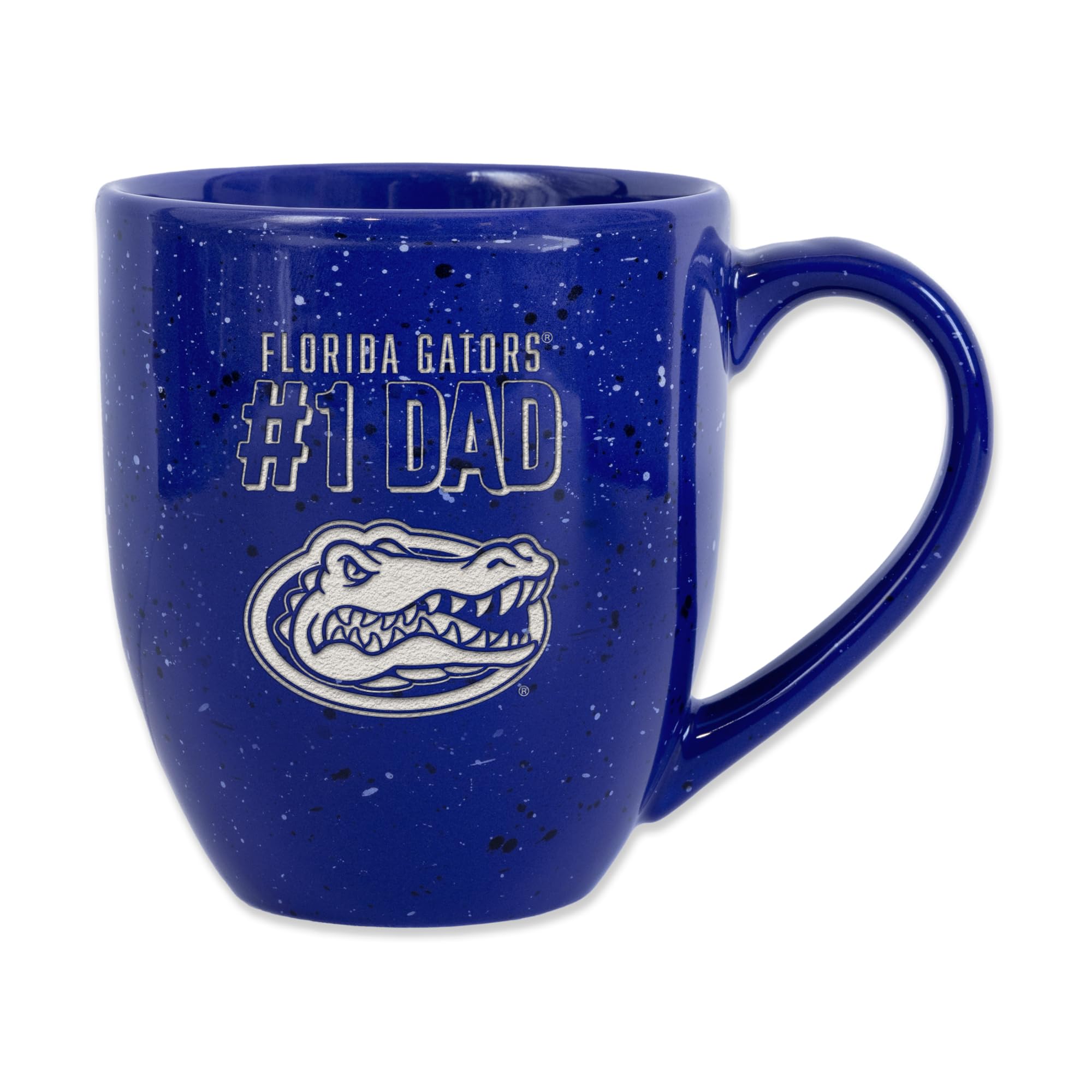 Rico Industries NCAA Florida Gators #1 DAD Bold Outline Design 16 oz Team Color Laser Engraved Speckled Ceramic Coffee Mug