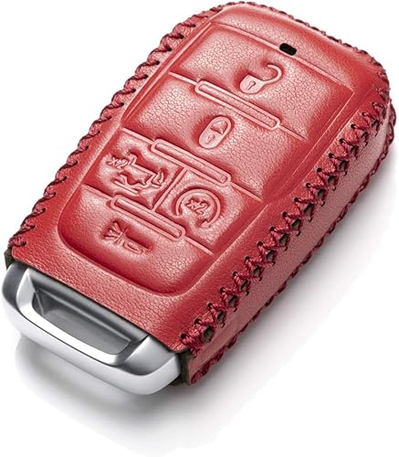 Miniatura 8 de Vitodeco - Funda de piel auténtica para llave inteligente con control remoto sin llave para RAM 1500, NegroRojo