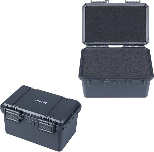 Lykus HC-1730 Mini caja rígida seca con inserto de espuma, tamaño interior 6.5 x 3.9 x 3.7 pulgadas, IP66 a prueba de salpicaduras, adecuada para