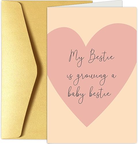 Chenive Tarjeta de felicitación de embarazada para mejor amiga, regalo de mejor amiga, tarjeta de baby shower para niña, My Bestie Is Growing A Baby