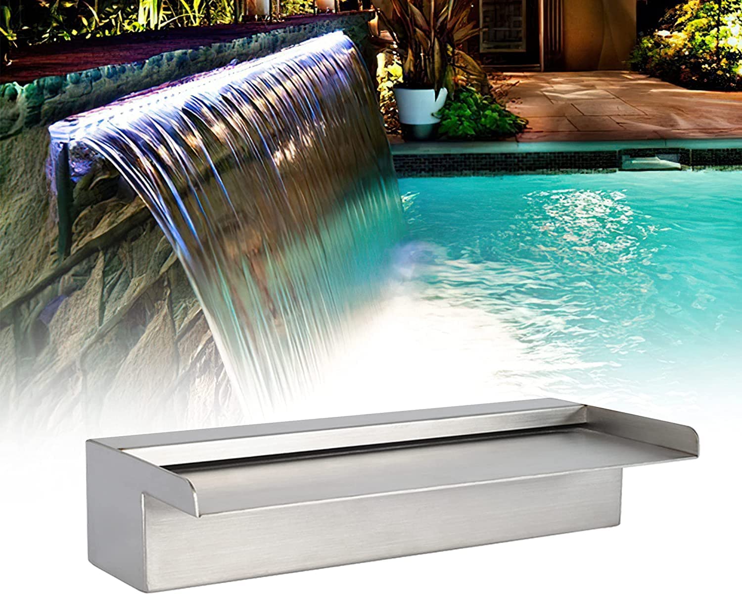 Buy PONDO 60cm Pond Waterfall, Waterfall Blade with 7 Colour LED Lights