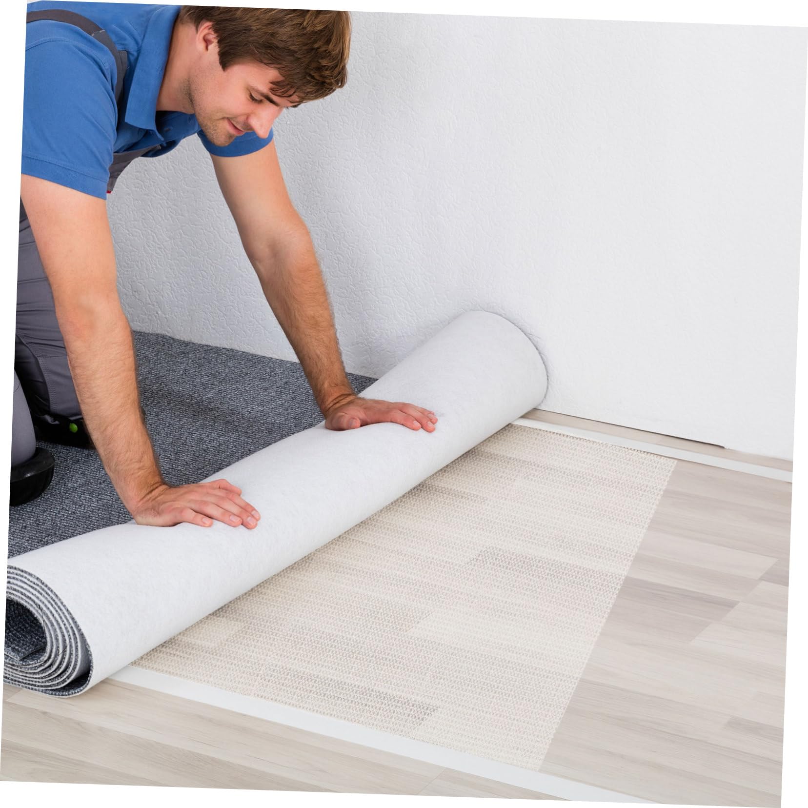 Gatuida Tapis et Empêche Le Glissement Antidérapant 200x300 Cm Blanc en PVC Protège Les Sols en Bois Dur pour Tapis de Couloir et Escalier
