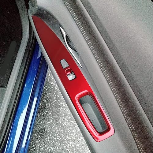 Miniatura 3 de ruihe 4 piezas de cubierta de panel de control de ventana de puerta de automóvil rojo ajuste para Hyundai Elantra N HEV 2021 2022 2023 2024 2025