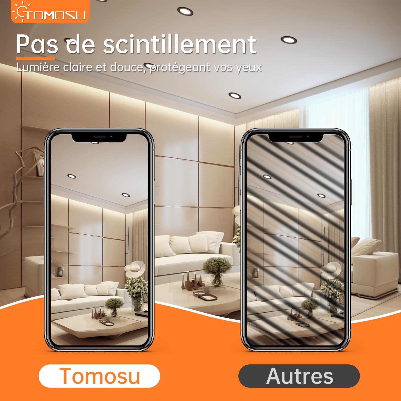 Tomosu Spot LED Encastrable Noir Extra Plat 5W 450Lumen 4000K Blanc Neutre IP44 Diamètre 98mm Lot de 10