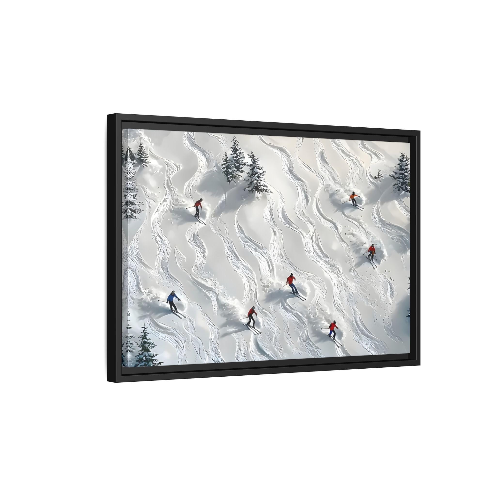 Abstract Large Skiing Sport Canvas Winter Skiers Wall Art Prints 24x16inch 60x40cm (Horizontal) / Black / 1.25inch 3.175cm