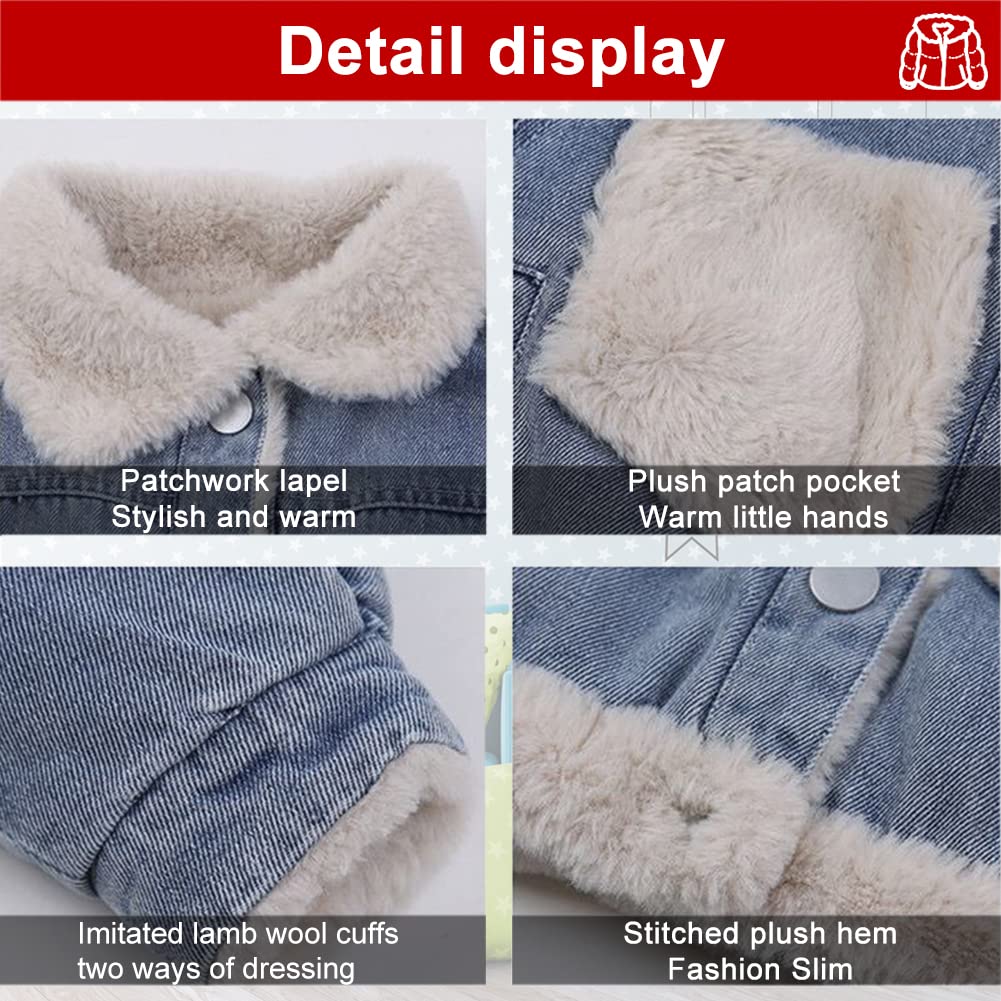 Mädchen Mantel Kinder Jeansjacke Fleece gefüttert Denim Mantel Langarm Jeansjacke Warmer Samtmantel