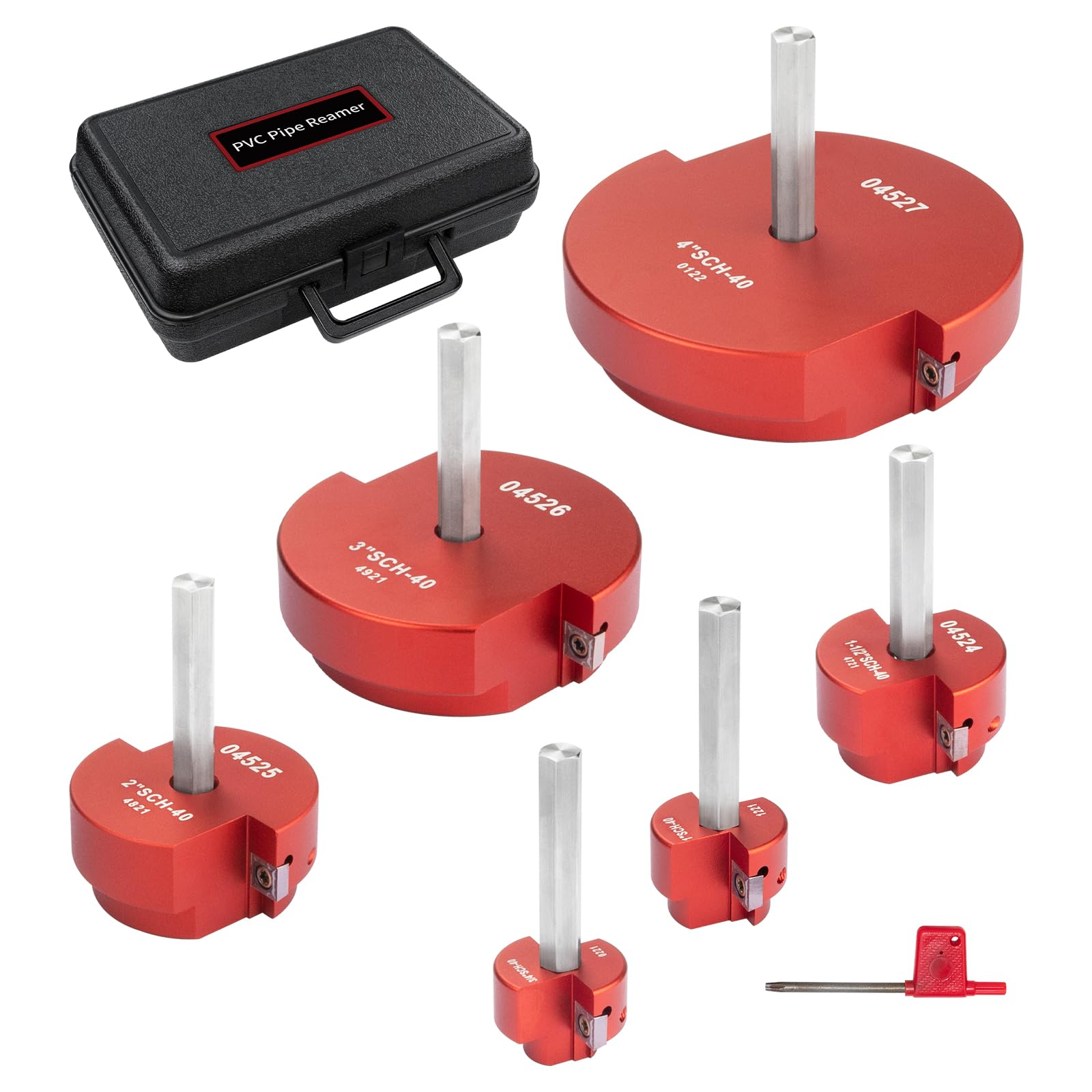 Set di 2 alesatori per tubi in PVC, 6 pezzi in plastica PVC per trapani standard da 1/2", strumento di risparmio per presa in PVC contiene 3/4", 1", 1-1/2", 2", 3", 4"
