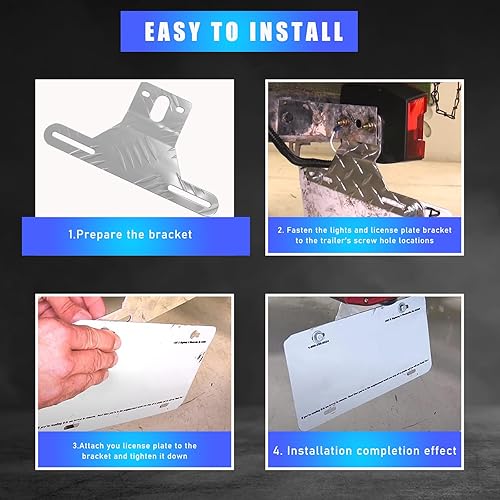 Miniatura 9 de Kewucn Soporte de luz de aluminio para matrícula de automóvil, soporte para placa de matrícula y montaje de luz, accesorios exteriores universales