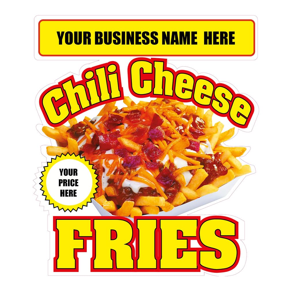 Custom Food Truck Decals Chili Cheese Fries Style B Food and Beverage Concession Concession Sign 18 in on Longest Side Personalized Text Here