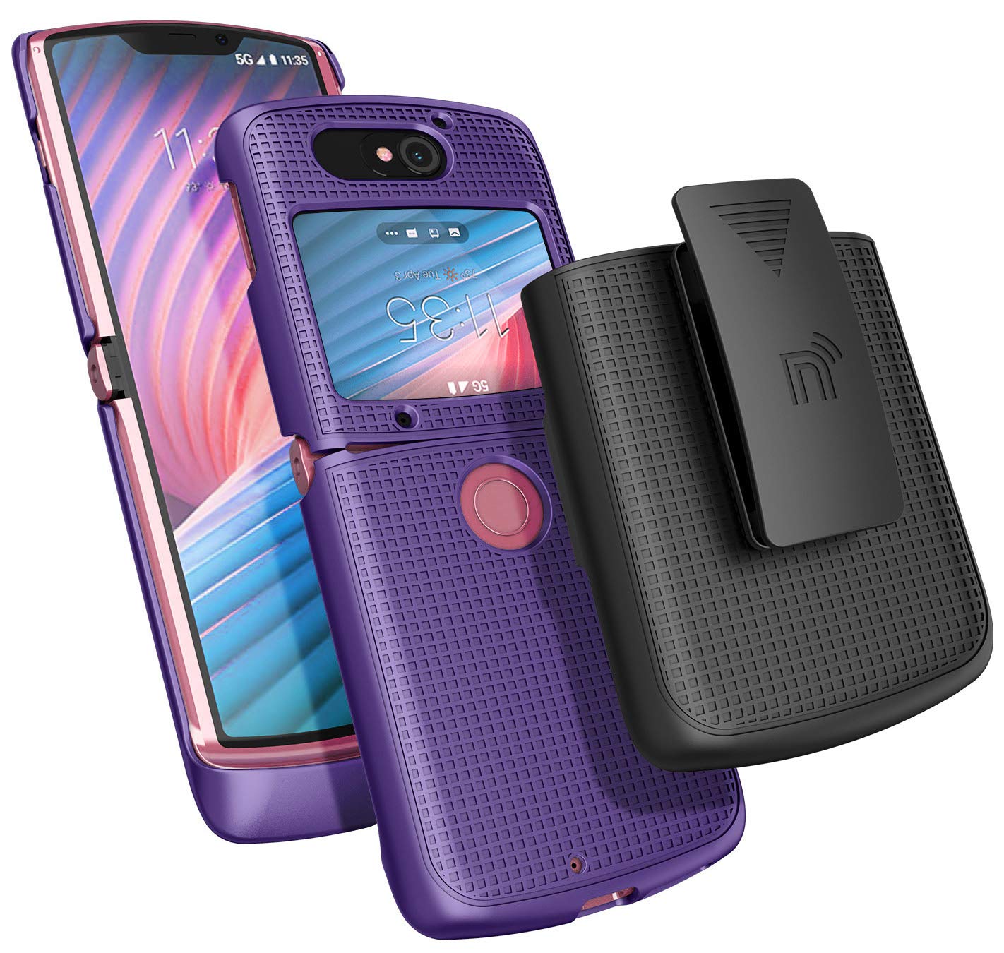 Motorola razr 5G 本体 カバー付き Capa com clipe para celular Motorola RAZR 5G flip, Nakedcell [roxo