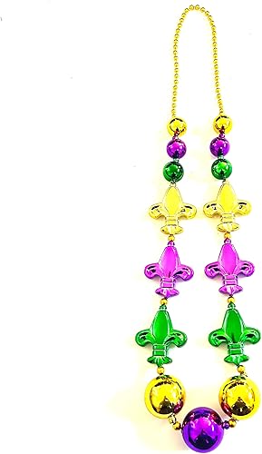 Miniatura 5 de Robbstark Juego de cuentas de Mardi Gras, collares decorativos de Mardi Gras, collares metálicos, morados, dorados, verdes, diseños únicos surtidos