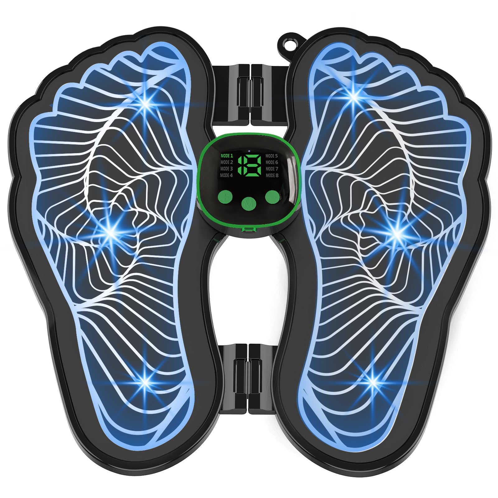 Folding Portable Electric Massage Mat,Reflexology Electronic Feet Massager for Pain and Circulation,EMS Foot Massager,ortable Leg Massage Machine with 8 Modes,USB Rechargeable