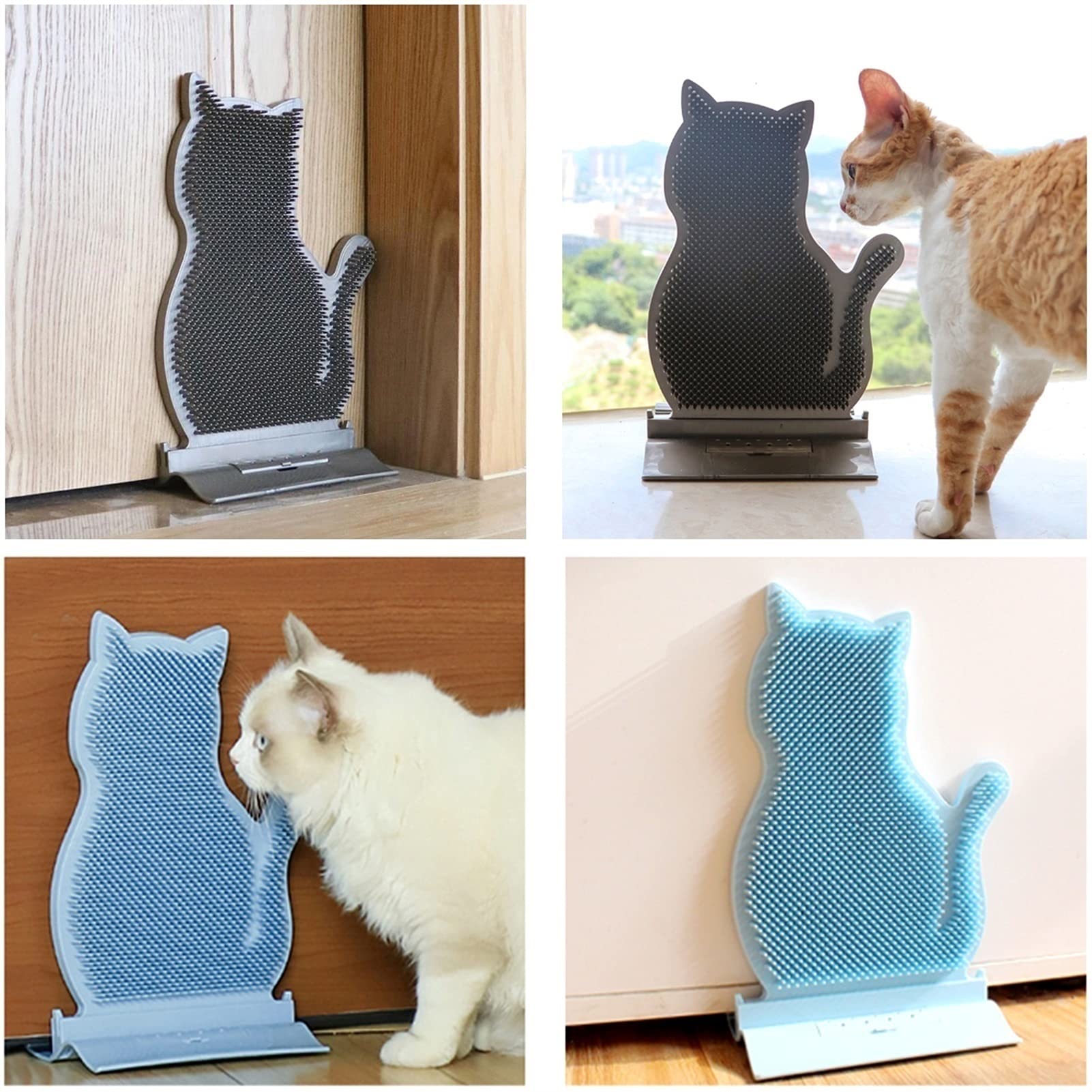Katzenbürste Katze Selbstkosmetikerin - 3 In 1 Funktionskatze Bogen, Kurzhaarige Langhaarige Katze Ecke Pflegebürste, Glas Ecktürplatte Katze Gesicht Massage Kratzer (Color : Door cat Brush)