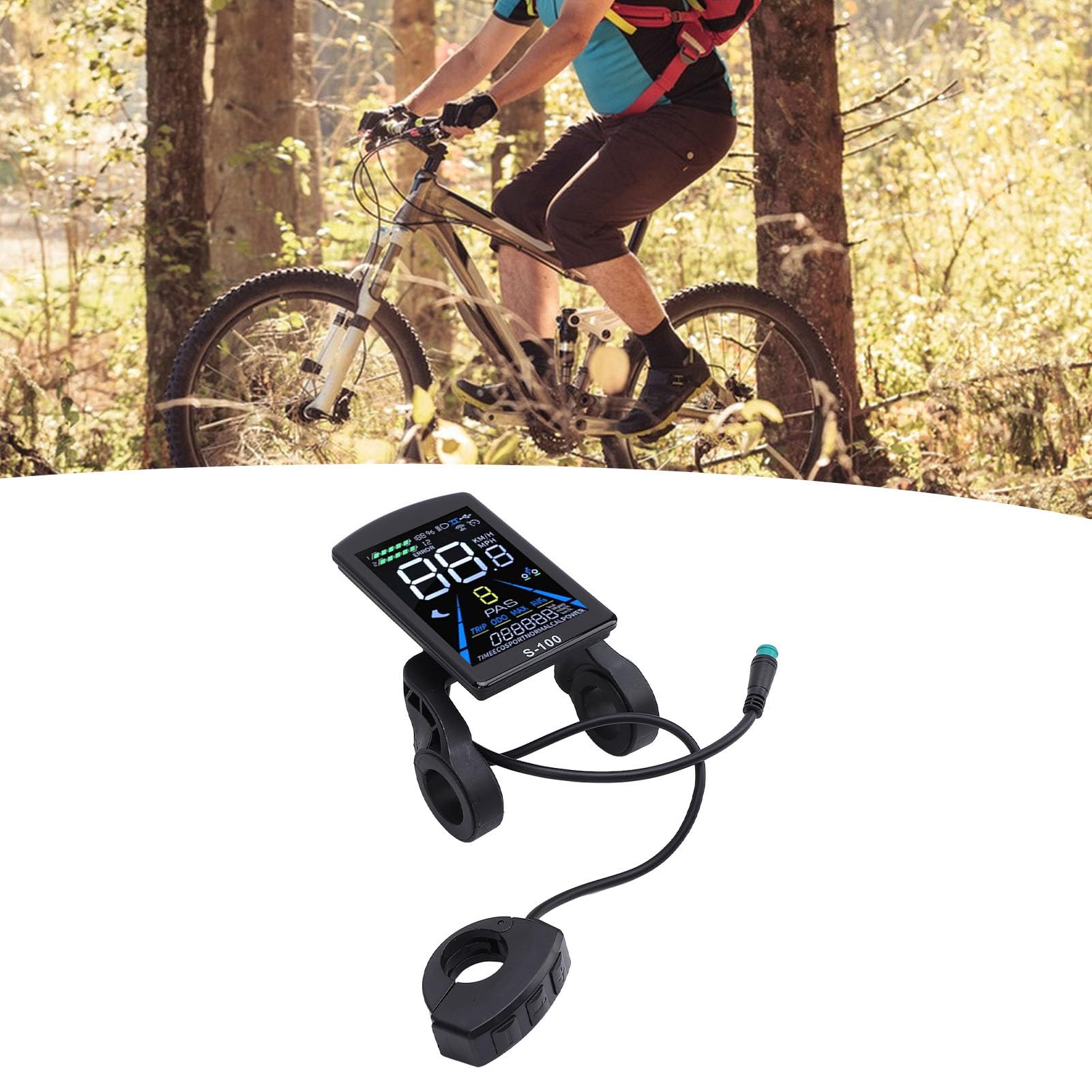 Asixxsix Display LCD per bicicletta elettrica, realizzato in ABS 24V 36V 48V 60V Display LCD impermeabile, per manubrio da 22,2 mm Accessorio per bicicletta
