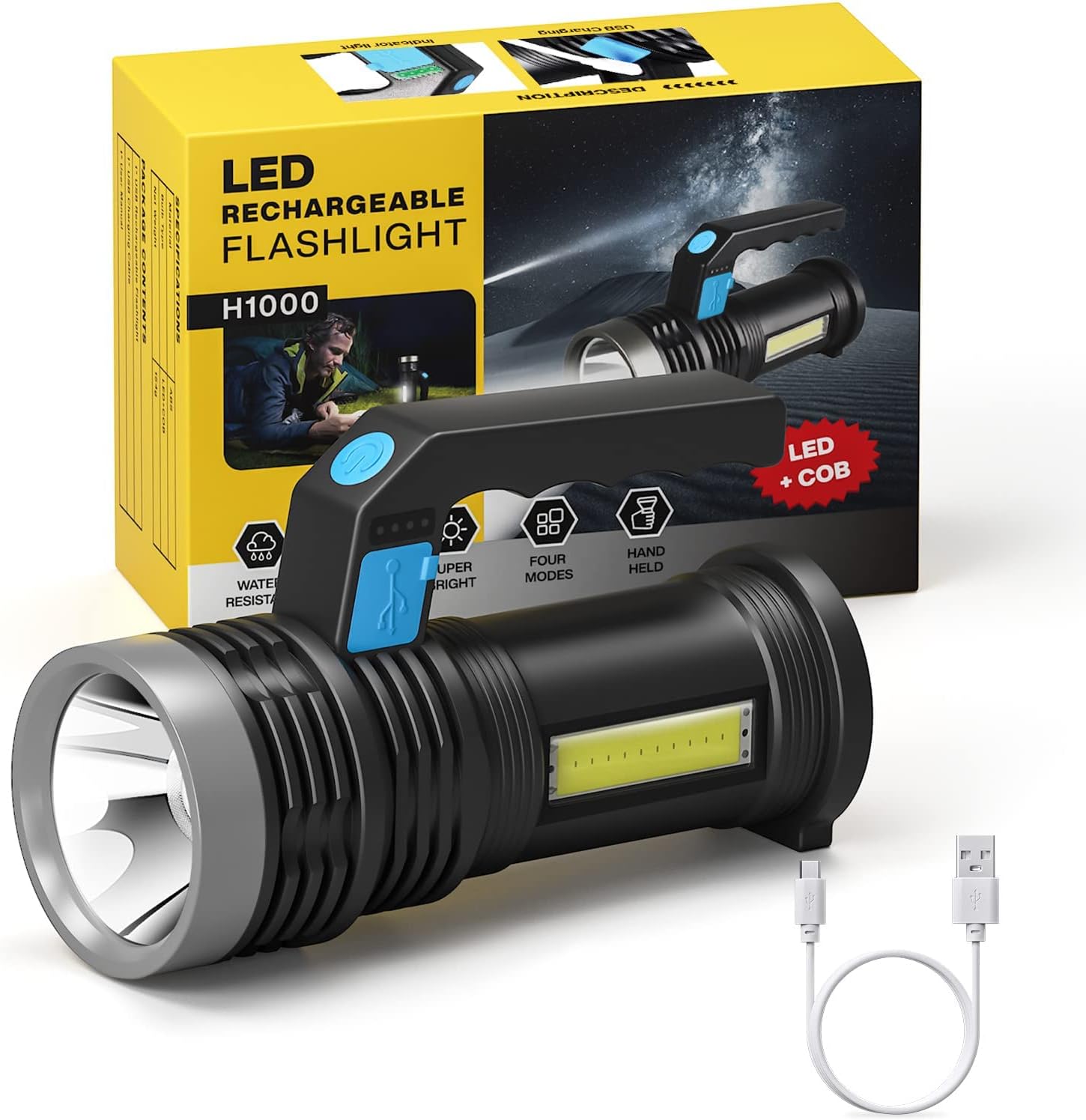 Lampe Torche LED Ultra Puissante 100000 Lumens, Lampe de Poche