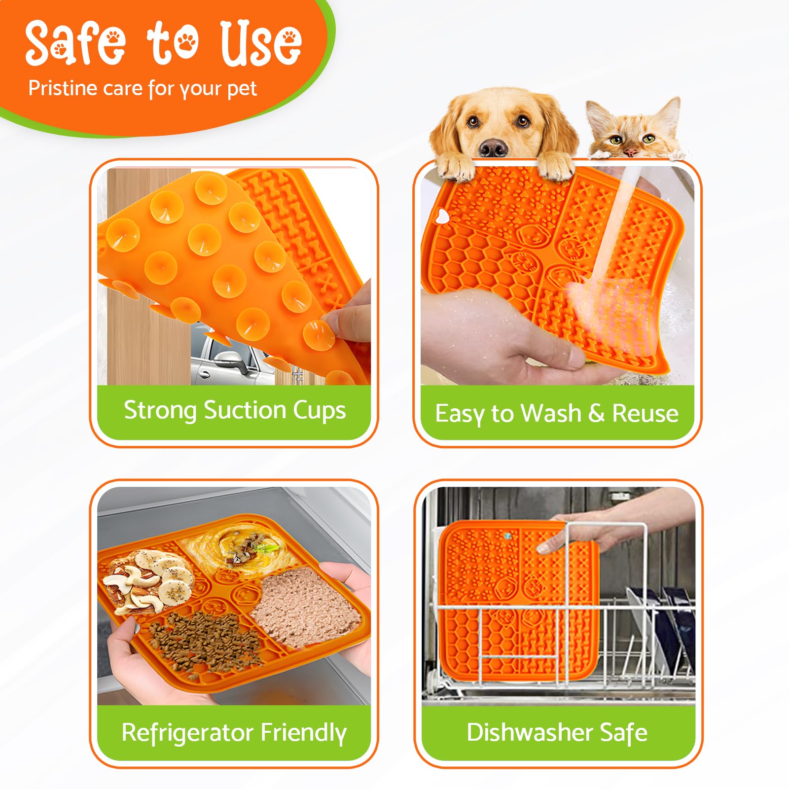 Whisker Paradise 2-Pack Washable Dog Lick Mat for Small and Large Dogs & Cats - Anxiety, Stress Relief, and Mental Stimulation Mat with Suction Cups - Frozen Feeding Cat Lick Pad 3