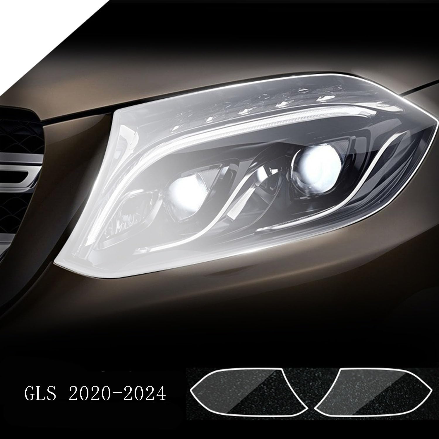 Autoscheinwerfer Schutzfolie für Mercedes-Benz CLA/CLS/EQC/GLA/GLB/GLC/GLE/GLS,Autoscheinwerfer-Schutzfolie Anti-Kratz-Folie TPU-Aufkleber Zubehör,Blackened