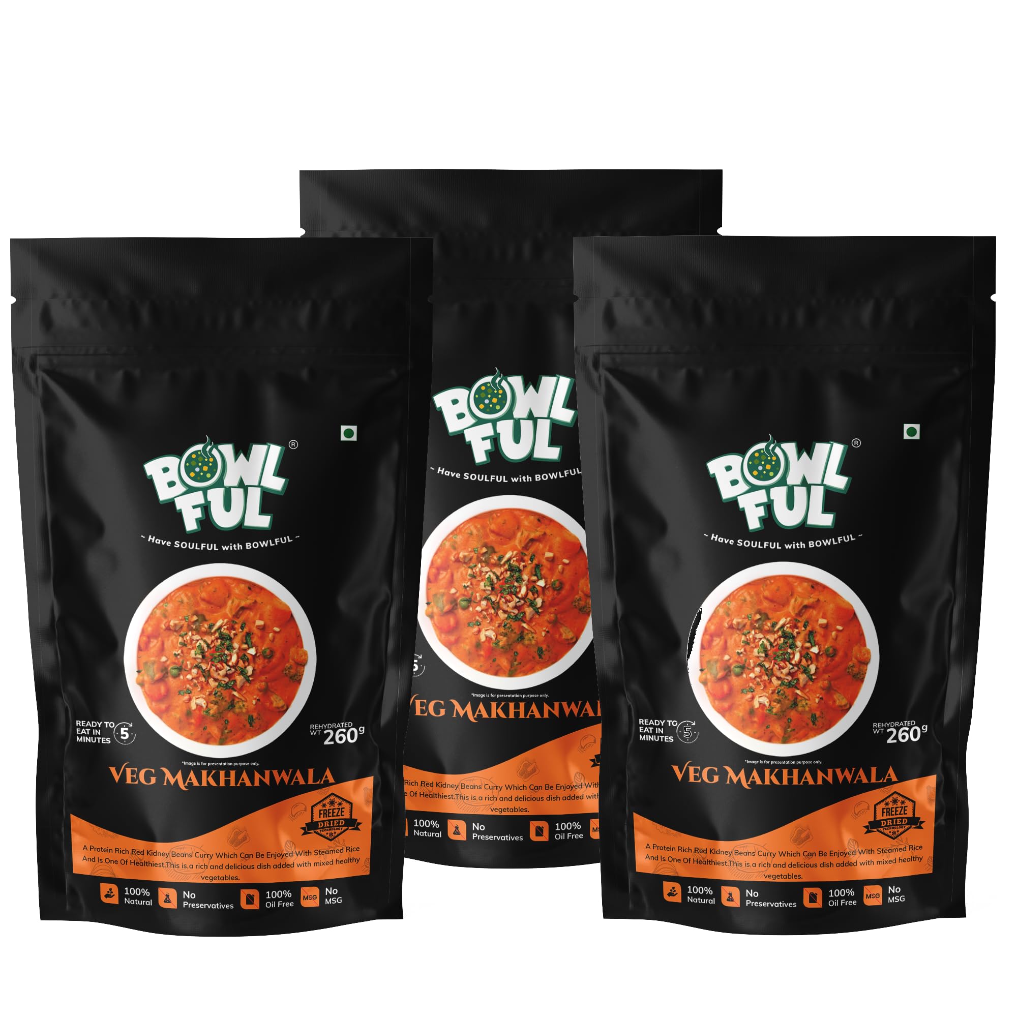 Bowlful Veg Makhanwala, 60 gms, Mildly Spicy Red Gravy with Mixed Vegetables | Pure Natural, Freeze Dried Food (Pack of 3) (B09MQTTFDQ) Amazon Price History, Amazon Price Tracker
