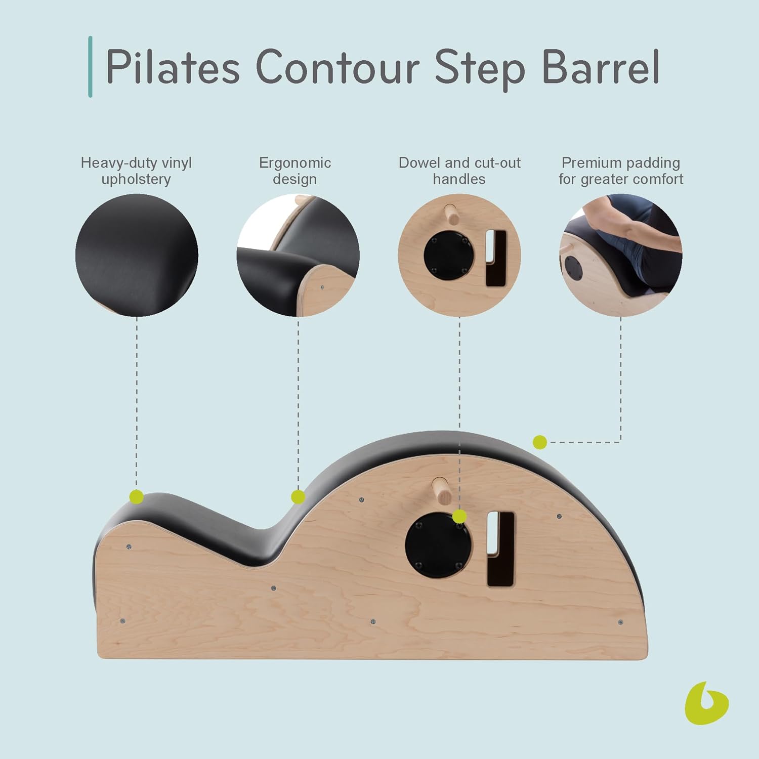 Balanced Body Contour Step Barrel, Ergonomic Spine Corrector with Curved Foam Padding, Back-Stretcher Device, Spine Stretcher, Pilates Exercise Equipment for Home Gym or Studio Use