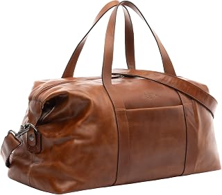 große XL Reisetasche echt Leder - Sporttasche groß Auburn groß - Weekender Handgepäck mit Schultergurt - Ledertasche Herren und Damen braun handgefertigt